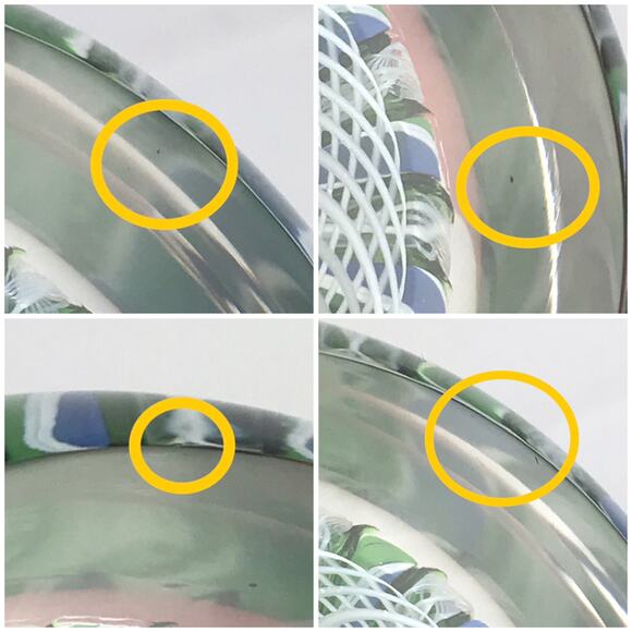 Perthshire 1981F Yellow Lampwork Flower Crown Latticinio Twist Facet Paperweight - Picture 13 of 14